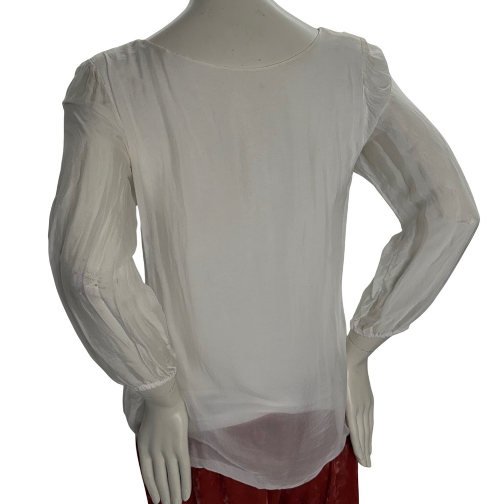 Vintage Handmade Silk Embroidered Blouse | Sheer Boho Ballet Wrap Aesthetic S - Picture 3 of 7